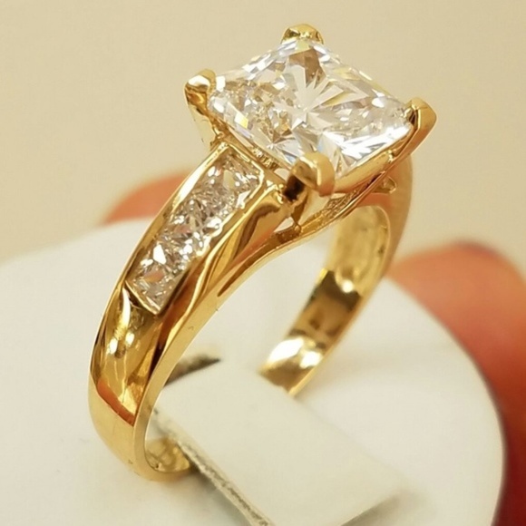 Jewelry - 3ct Princess cut 14k Yellow Gold Engagement Ring